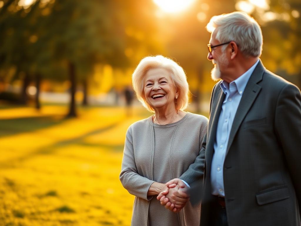 Adultos mayores felices encontrando amor